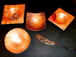 Ninth grade copper bowls and bronze knife