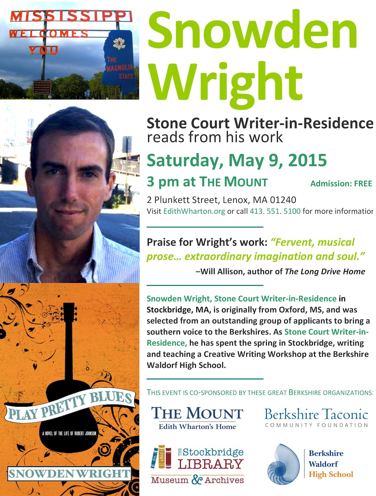 Snowden wright Stone Court Writer-in-Residence reads from his work